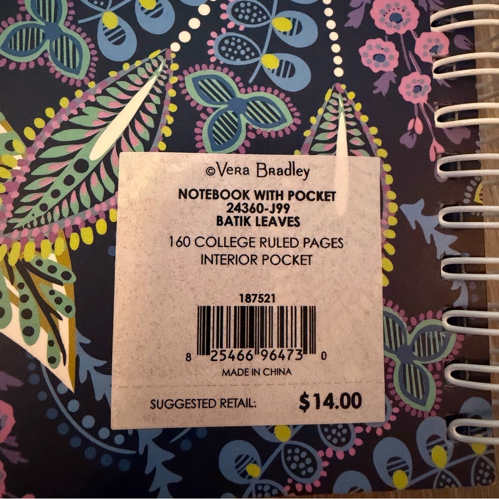 Vera Bradley Botanical Spiral Notebook - Picture 3 of 6